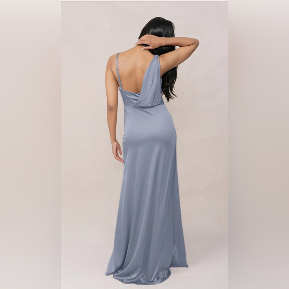 Maxine Satin Dress in Blue - Picture 4 of 4